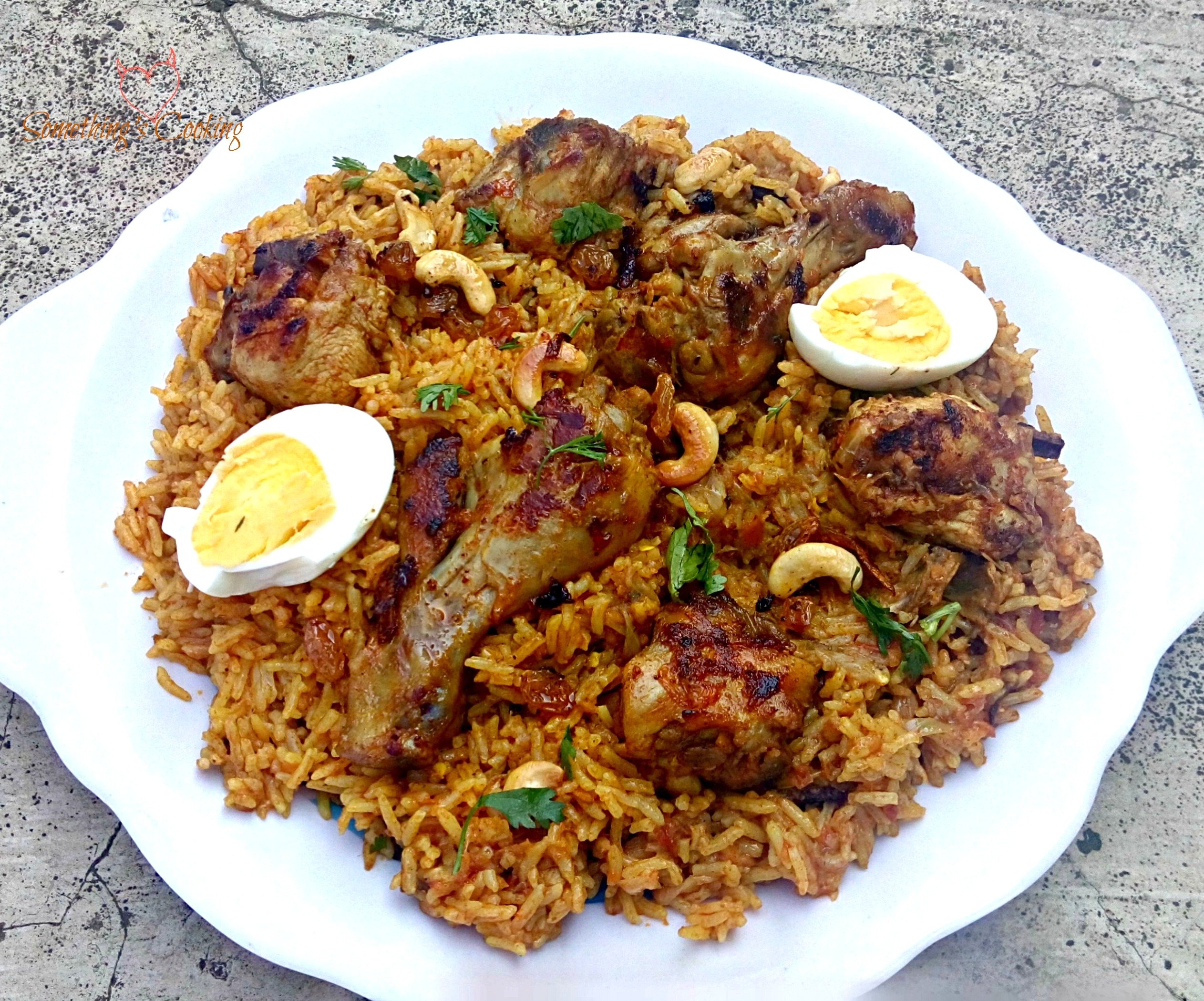 Chicken Kabsa Rice Mixed With Spices And Meat