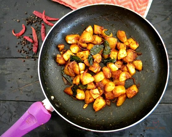 How to make Potato Fry- Potato Fry Images- Sambar powder