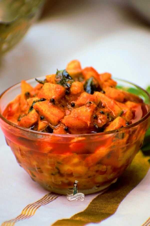 Maanga Achaar - How to make kerala mango pickle - kadumaanga achar somethingiscooking.com